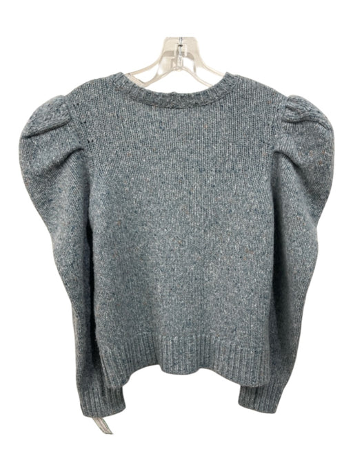 Frame Size S Pale Blue & Orange Wool & Nylon Rib Knit Puff Shoulder Sweater Pale Blue & Orange / S