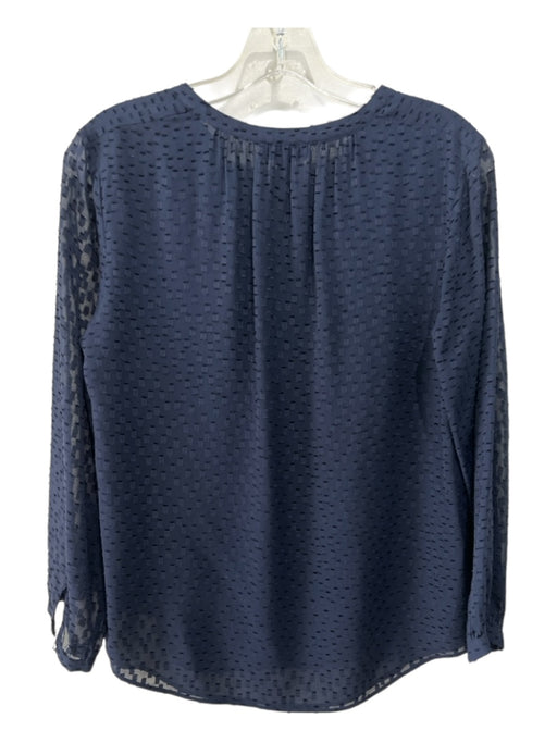 J. Crew Size 2 Navy Polyester & Silk Perforated Long Sleeve V Neck Top Navy / 2