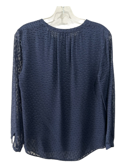 J. Crew Size 2 Navy Polyester & Silk Perforated Long Sleeve V Neck Top Navy / 2