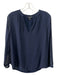J. Crew Size 2 Navy Polyester & Silk Perforated Long Sleeve V Neck Top Navy / 2