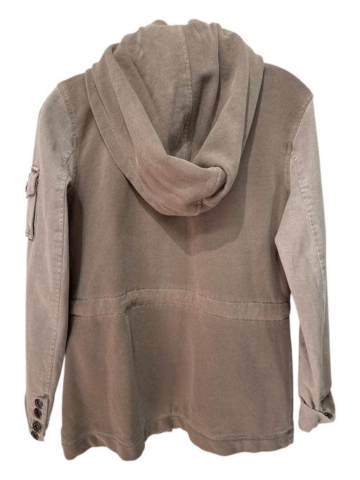 L'Atelier Size XS Beige Cotton & Spandex Fabric Block Snap Detail Zip Up Jacket Beige / XS