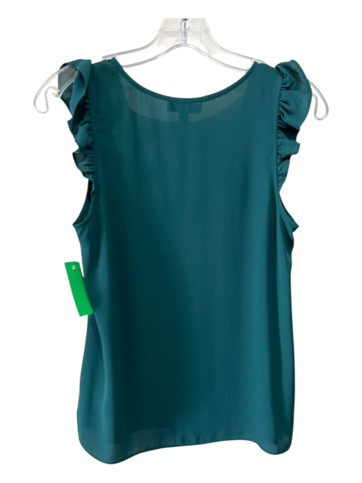J. Crew Size 4 Emerald Green Polyester Ruffle Cap Sleeve V Neck Chiffon Top Emerald Green / 4