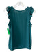 J. Crew Size 4 Emerald Green Polyester Ruffle Cap Sleeve V Neck Chiffon Top Emerald Green / 4