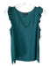 J. Crew Size 4 Emerald Green Polyester Ruffle Cap Sleeve V Neck Chiffon Top Emerald Green / 4