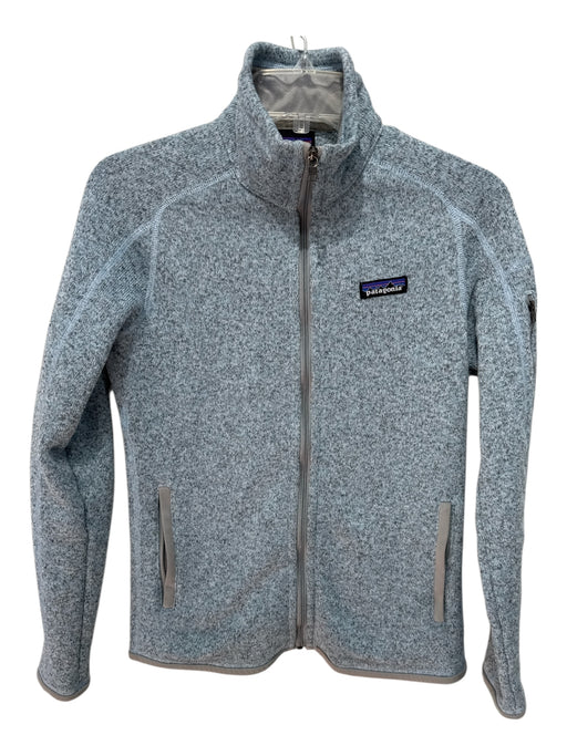 Patagonia Size S Light Blue & Gray Recycled Polyester Zip Up Mock Neck Sweater Light Blue & Gray / S