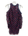 Self Portrait Size 0 navy & burgudny Polyester Lace Overlay Long Sleeve Dress navy & burgudny / 0
