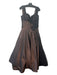 Jovani Size 14 Brown & Black Silk Beaded Bodice Lace Full Skirt Shrug Gown Brown & Black / 14