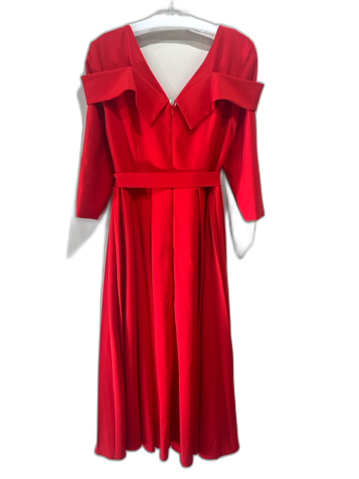 Fehaute Size 10 Red Polyester Blend Off Shoulder Pleated Waist Half Sleeve Gown Red / 10