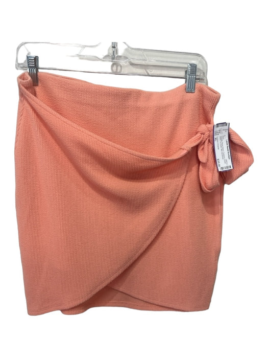 Lovers + Friends Size XL Orange Rayon Blend Textured Elastic Waist Mini Skirt Orange / XL