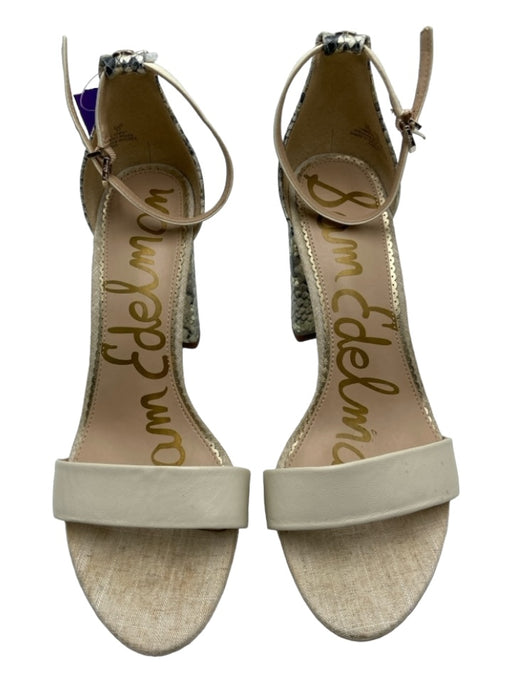 Sam Edelman Shoe Size 10 Beige & Gray Canvas open toe Ankle Strap Pumps Beige & Gray / 10