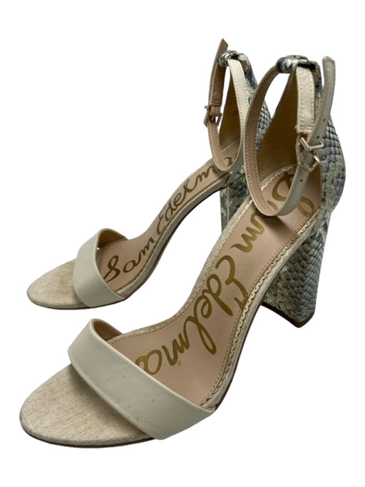 Sam Edelman Shoe Size 10 Beige & Gray Canvas open toe Ankle Strap Pumps Beige & Gray / 10