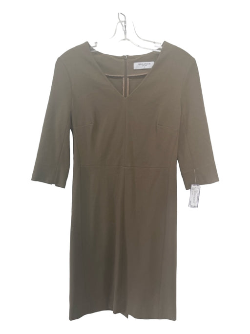 M.M. Lafleur Size 8 Brown Viscose Blend V Neck 3/4 Sleeve Paneled Shift Dress Brown / 8