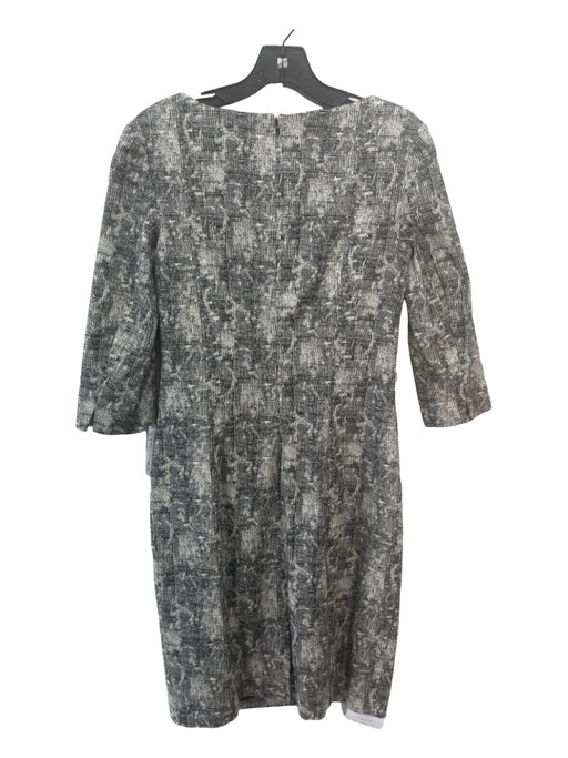 M.M. Lafleur Size 6 Black & Gray Cotton Blend Abstract 3/4 Sleeve Paneled Dress Black & Gray / 6