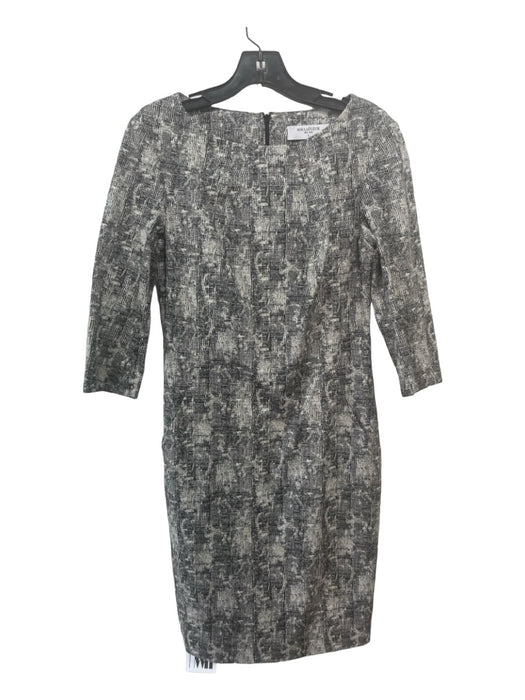 M.M. Lafleur Size 6 Black & Gray Cotton Blend Abstract 3/4 Sleeve Paneled Dress Black & Gray / 6