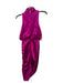 Cinq a Sept Size 0 Fuschia Silk Sleeveless Zip Back Ruched High Neck Dress Fuschia / 0