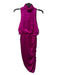 Cinq a Sept Size 0 Fuschia Silk Sleeveless Zip Back Ruched High Neck Dress Fuschia / 0