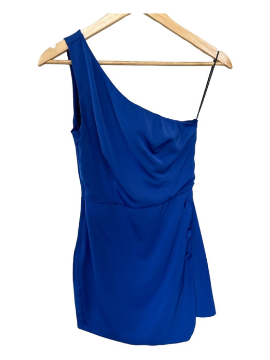 NBD Size XS Blue Polyester Blend One Shoulder Buttons Dress Blue / XS