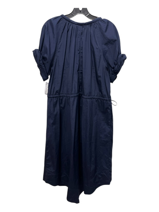 A.L.C. Size 8 Navy Blue Cotton Surplice Drawstring Waist Side Pockets Dress Navy Blue / 8