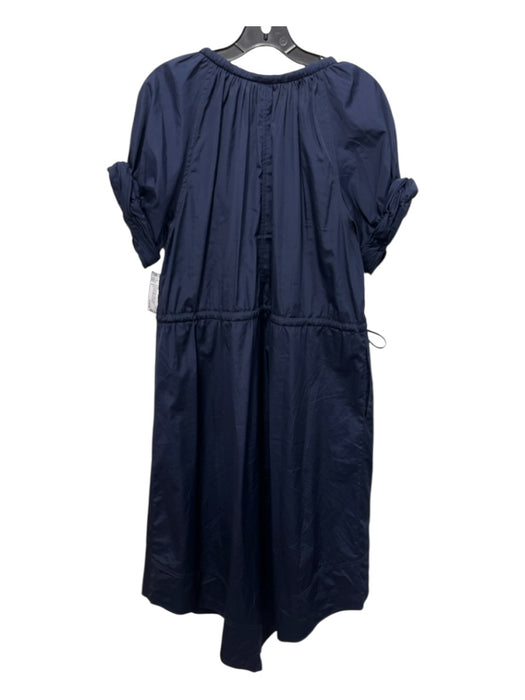 A.L.C. Size 8 Navy Blue Cotton Surplice Drawstring Waist Side Pockets Dress Navy Blue / 8