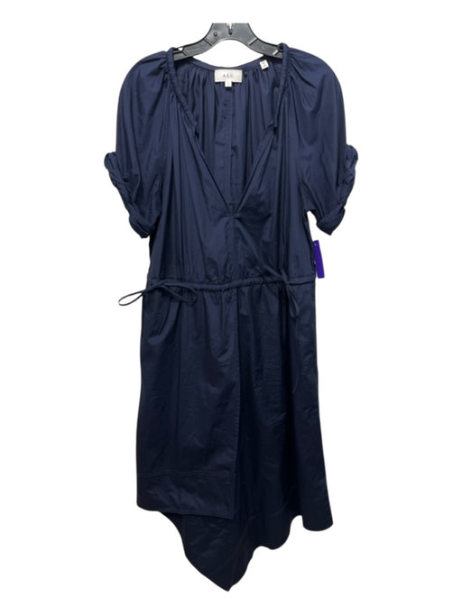 A.L.C. Size 8 Navy Blue Cotton Surplice Drawstring Waist Side Pockets Dress Navy Blue / 8