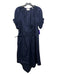 A.L.C. Size 8 Navy Blue Cotton Surplice Drawstring Waist Side Pockets Dress Navy Blue / 8