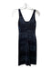 Versus Versace Black & Blue Round Neck Sleeveless Fitted Metallic Lines Dress Black & Blue