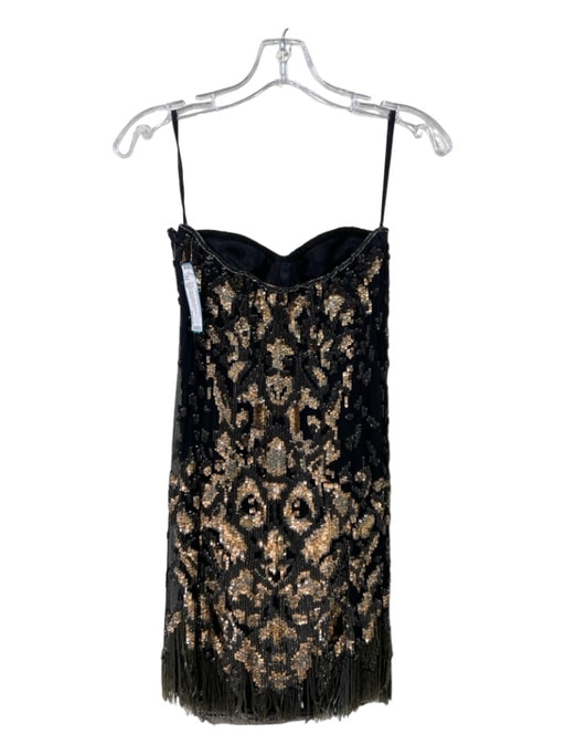 Roberto Cavalli Size 38 Black & Gold Silk All Over Sequins Animal Print Dress Black & Gold / 38