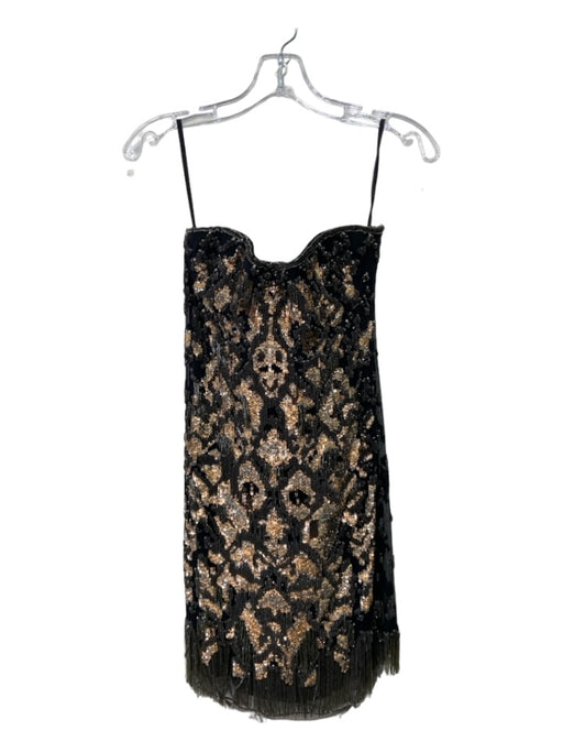 Roberto Cavalli Size 38 Black & Gold Silk All Over Sequins Animal Print Dress Black & Gold / 38