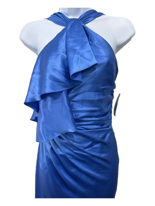 Gianni Versace Size 38 Blue Silk Ruffle Sleeveless Back Zip Knee length Dress Blue / 38