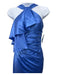 Gianni Versace Size 38 Blue Silk Ruffle Sleeveless Back Zip Knee length Dress Blue / 38