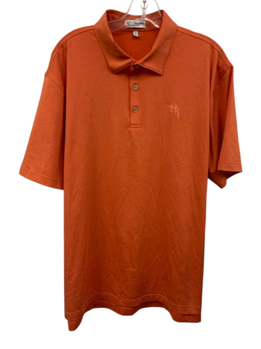 Peter Millar Size L Orange Synthetic Solid Athletic Polo Men's Short Sleeve Orange / L