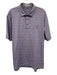 Peter Millar Size L Purple & Navy Print Synthetic Striped Polo Short Sleeve Purple & Navy Print / L