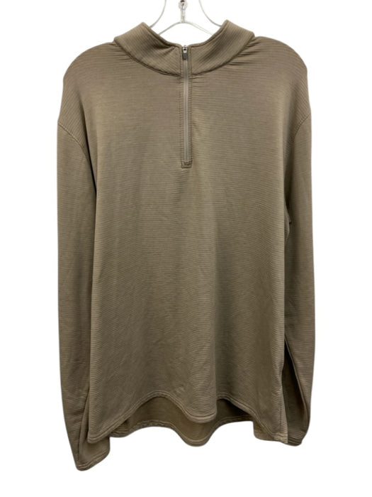Peter Millar Size XL Tan Synthetic Ribbed Quarter Zip Men's Long Sleeve Shirt Tan / XL