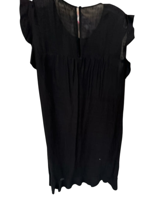 Isabel Marant Size 42 Black Raw Silk Flutter Sleeves Belted Lined Dress Black / 42