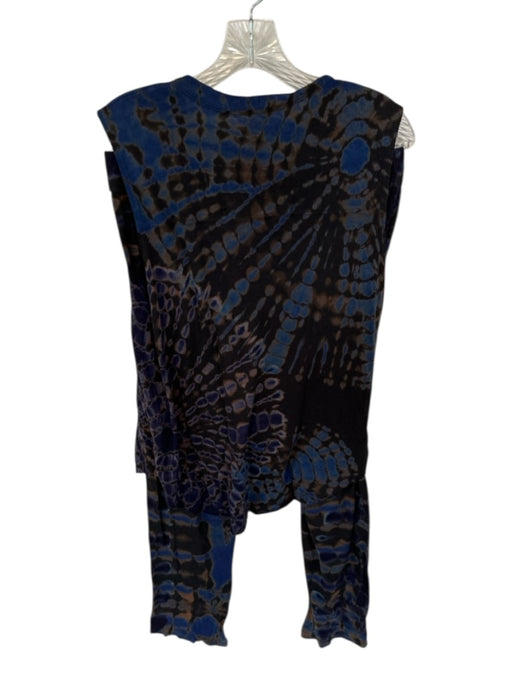 Raquel Allegra Size 3/L Navy & Brown Cotton Blend Sleeveless Tie Dye Pant Set Navy & Brown / 3/L