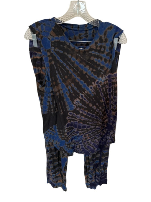 Raquel Allegra Size 3/L Navy & Brown Cotton Blend Sleeveless Tie Dye Pant Set Navy & Brown / 3/L