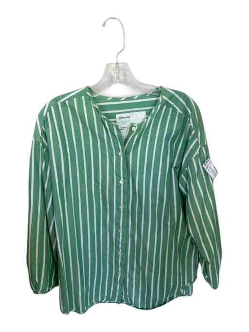 Entireworld Size M Sage Green & White Cotton Blend Long Sleeve Striped Top Sage Green & White / M