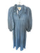 Emily McCarthy Size XL Light Wash Tencel Long Balloon Sleeve Ruffle Collar Dress Light Wash / XL