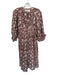 Daughters of India Size One Size Brown & Purple Cotton Maxi V Neck Pleated Dress Brown & Purple / One Size