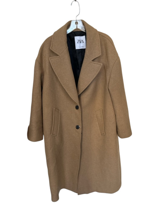 Zara Size L Brown Unknown Trench Maxi Button Front Collared Coat Brown / L