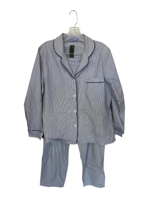 p.jamas Size M Navy & white Pima Cotton Striped Button Front Collared Pajamas Navy & white / M