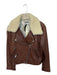 Acne Size Est M Brown & Cream Leather Shearling Lined Silver Hardware Jacket Brown & Cream / Est M
