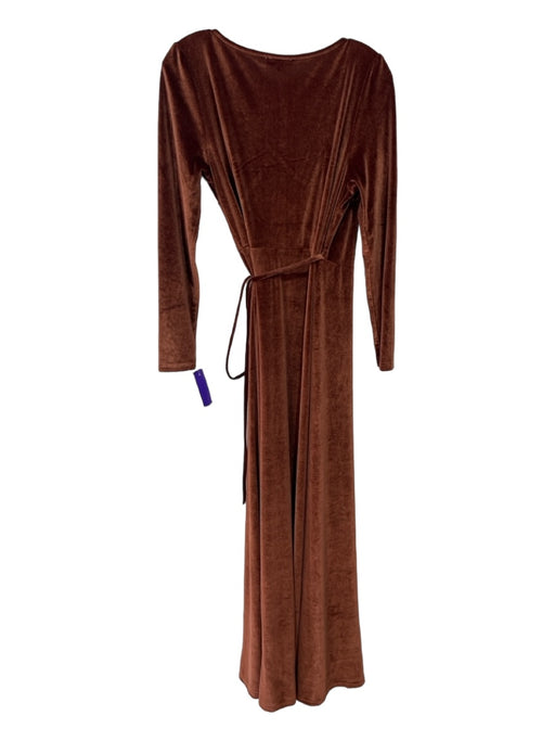 Baltic Born Size M Brown Polyester Long Sleeve V Neck Wrap Maxi Dress Brown / M