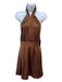 Silk Maison Size S Brown Silk Zip Back Halter Knee Length Dress Brown / S