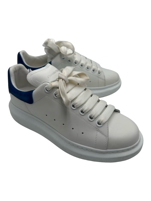 Alexander McQueen Shoe Size 39 White & Blue Leather Low Top lace up Sneakers White & Blue / 39