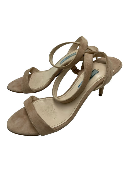 Prada Shoe Size 36.5 Beige Suede open toe Ankle Strap Midi Pumps Beige / 36.5