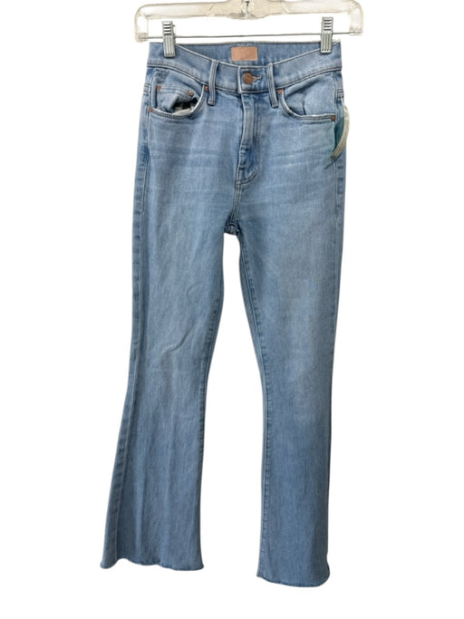 Mother Size 23 Blue Wash Cotton Blend Zip & Button Whiskering Flare Jeans Blue Wash / 23