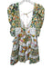 For Love & Lemons Size XS White, Green & Multi Polyester Zip Back Floral Dress White, Green & Multi / XS