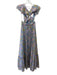 ASTR Size XS Blue & Multi Poly Blend Pleat Detail Lace Up Back Maxi Dress Blue & Multi / XS