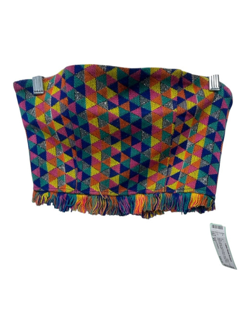 House of Harlow Size XS Blue & Multi Acrylic Blend Sleeveless Geo Print Top Blue & Multi / XS